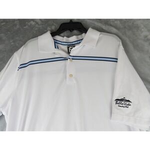 FootJoy Athletic Fit White Golf Polo Shirt Men's XL Blue Stripe Bella Vista club